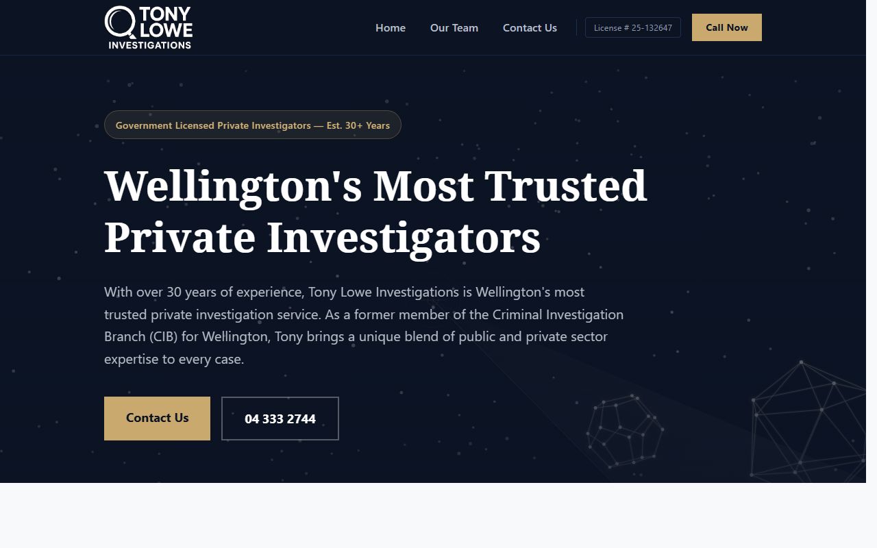 Tony Lowe Investigations homepage